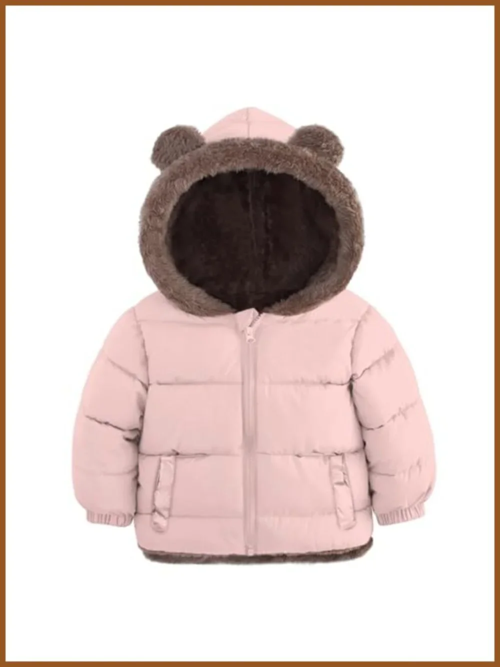 Toddler Puffer Jacket Hooded Bear Ear Winter Coat 6M-5T